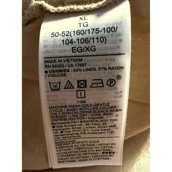 GAP Linen-Blend Pull-On Elastic Waist Shorts Cashew Crunch Brown Pockets XL NEW - Picture 5 of 6